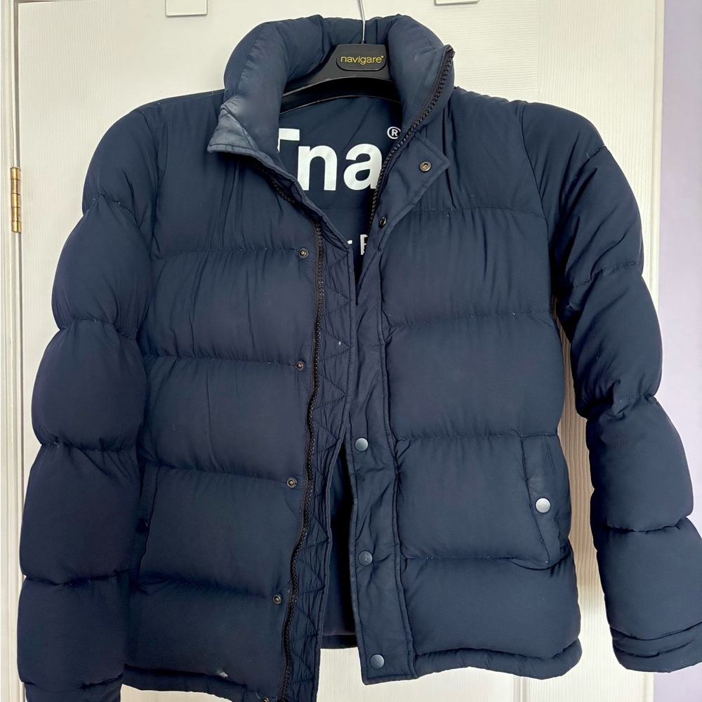 TNA Blue Puffer Jacket with High Collar